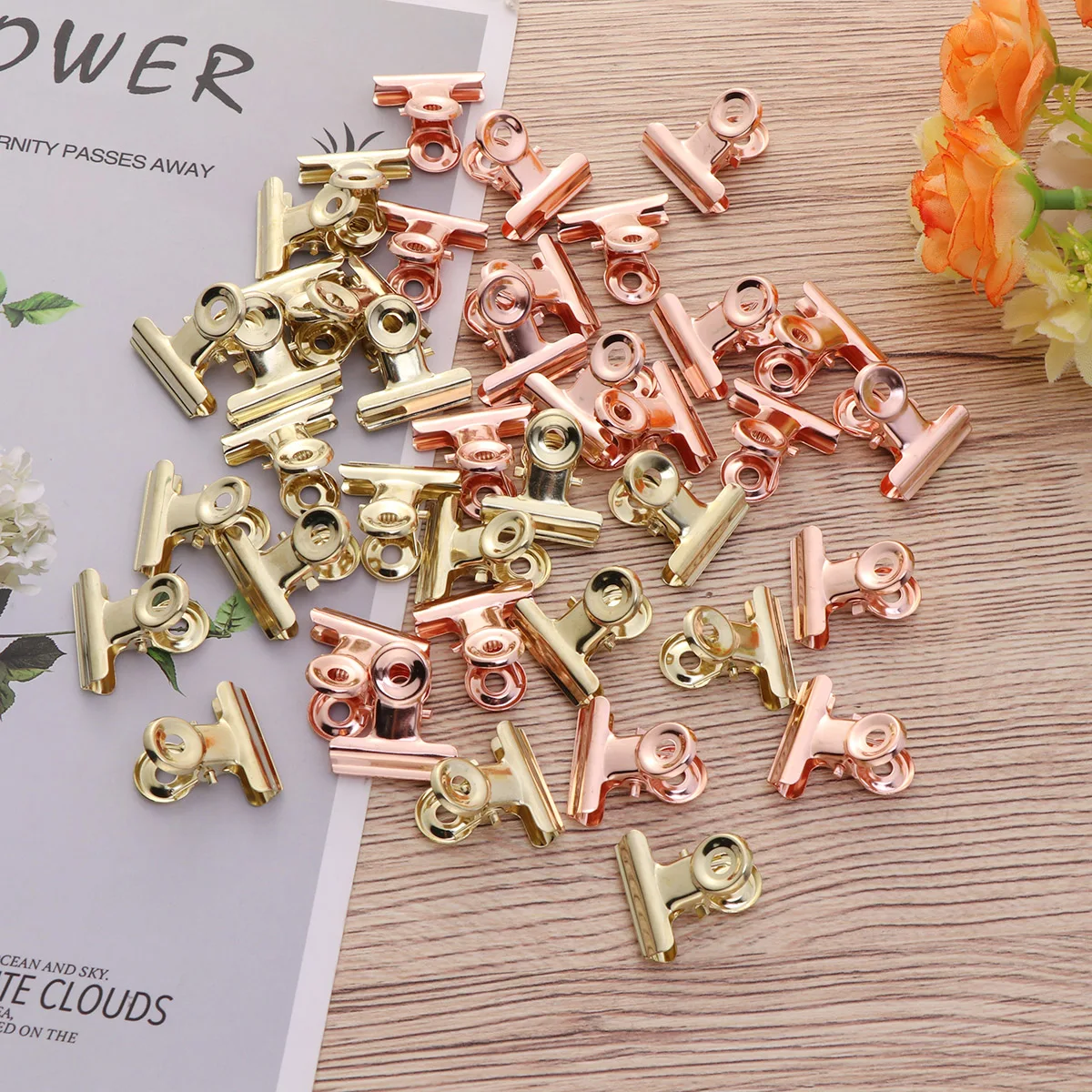 

40 Pcs Metal Clip Stationery Clips Rose Gold Binder Financial Office Supplies Daily