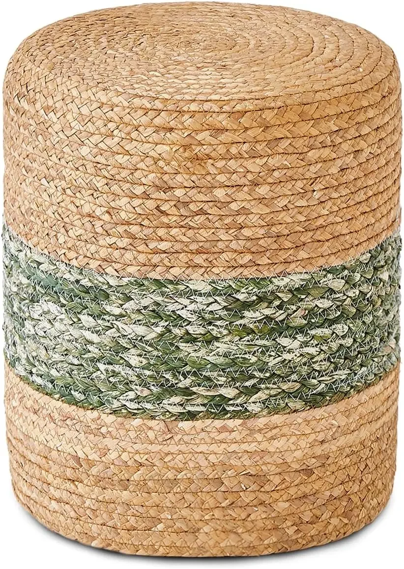 

Foot Rest Stool Round Natural Seagrass Foot Stool Hand-Woven Boho Pouf Ottomans Home Decor Footstool Extra Seating for