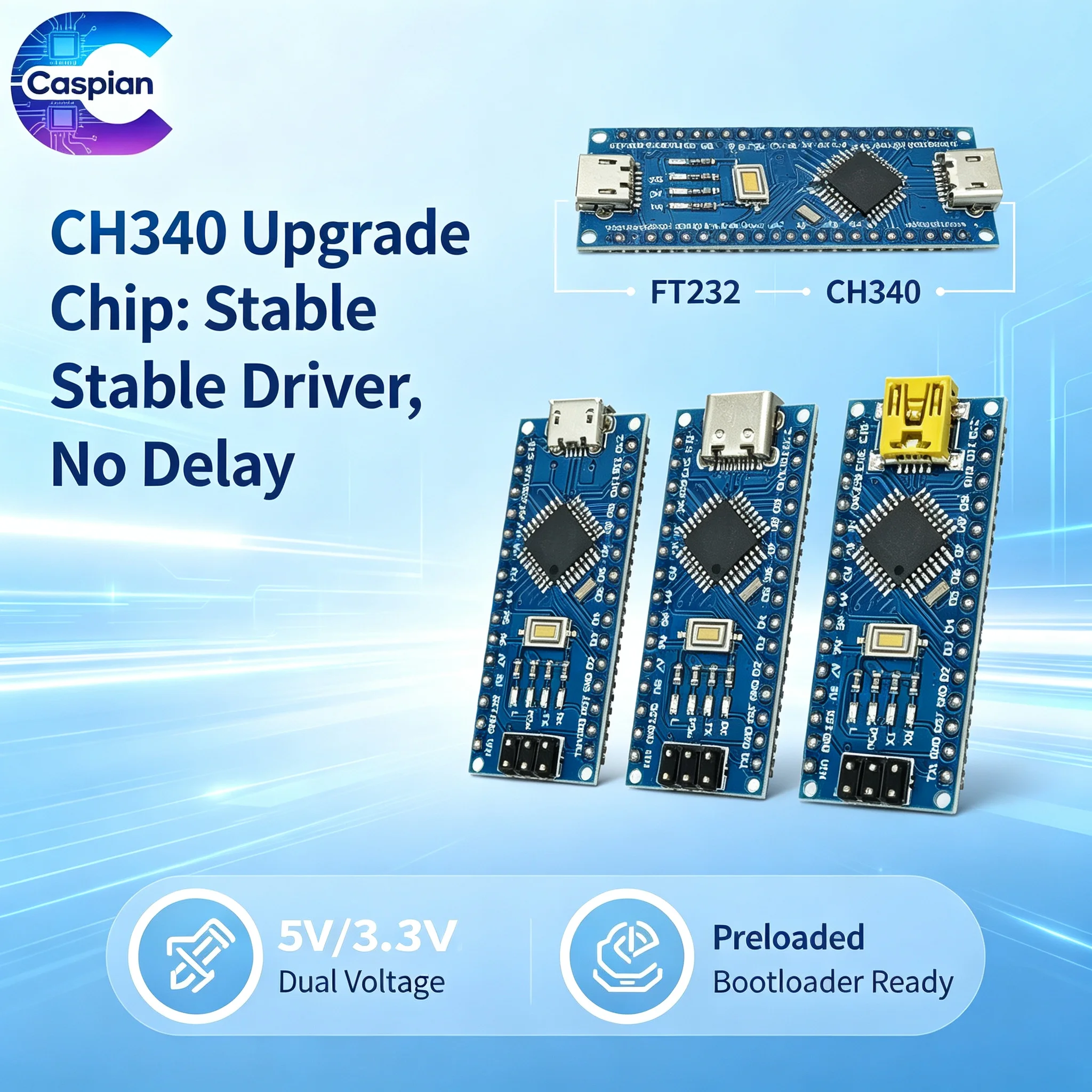 10PCS Nano V3.0 ATmega328P/PB CH340 USB Module, Mini Arduino Compatible Board with Bootloader for DIY Electronics Projects