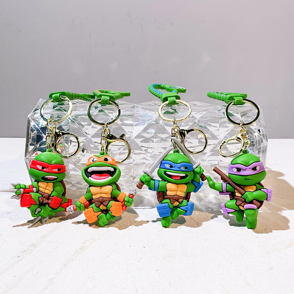 Cartoon Anime Teenage Mutant Ninja Turtles Action Figures Keychains Key Chain Key Ring Silicone Handbag Car Pendants Toys Gifts