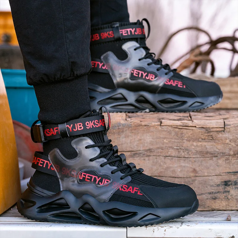 أحذية أمان أحذية عمل بمقدمة فولاذية للرجال أحذية رياضية مريحة قابلة للتعديل ومضادة للصدمات ومضادة للسقوط أحذية عمل غير قابلة للانزلاق للمشي لمسافات طويلة