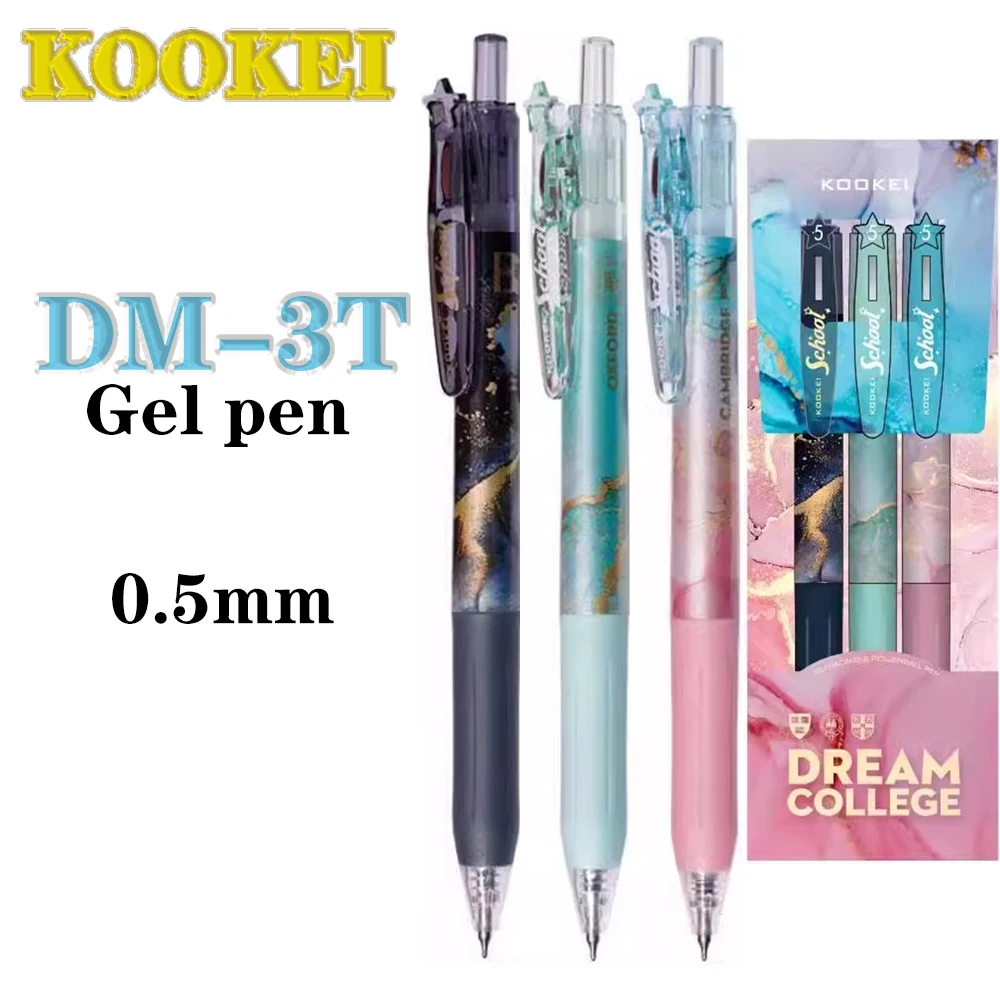 

3/4pen+10refill Set New KOOKEI Gel Pens Press Type Black 0.5mm Quick-drying Large Capacity Kawaii Stationery School Acsesories