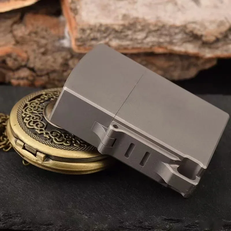 

EDC квадратная коробка из титанового сплава, большая петля, толстый корпус, ветрозащитный подарок, походная ручка, портативные инструменты для кемпинга на открытом воздухе