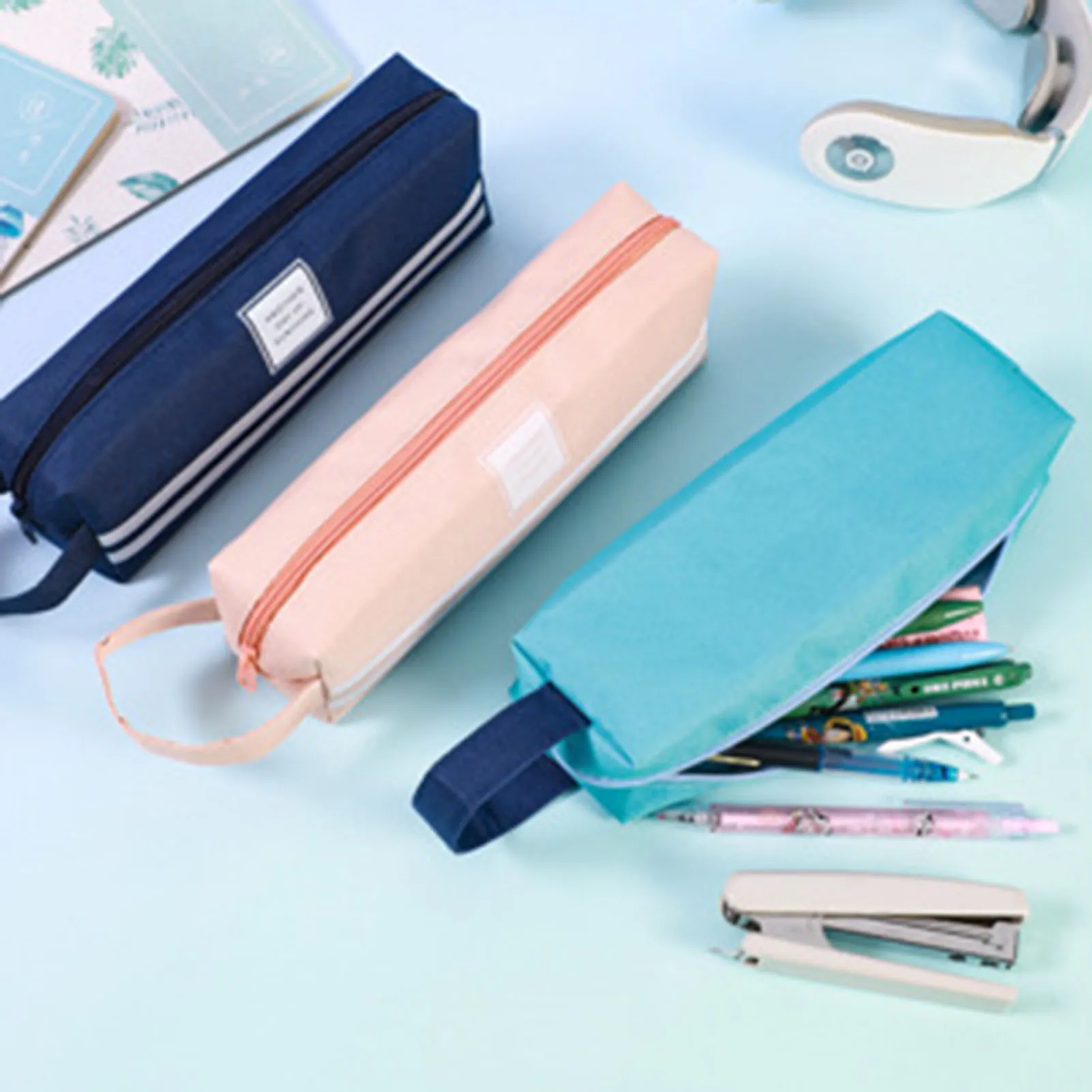 Практичная полосатая сумка для карандашей, вместительная сумка для хранения канцелярских принадлежностей для студентов