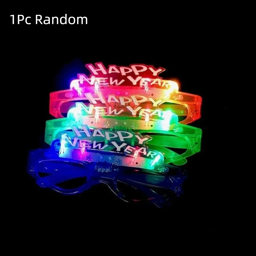 

LED Glow 2026New Year Glow Glasses Square/Love Heart Shape Photographic Ornaments 2026 LED Glow Glasses Number Letter Colorful