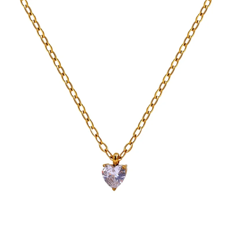 

Stylish and simple high-end stainless steel love shape zircon necklace