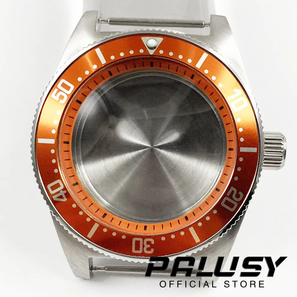 40mm New Orange Ring Silver Stainless Steel Watch Case Orange Bezel Fit NH35 NH36 7S26 7S36 4R35 4R36 Movement