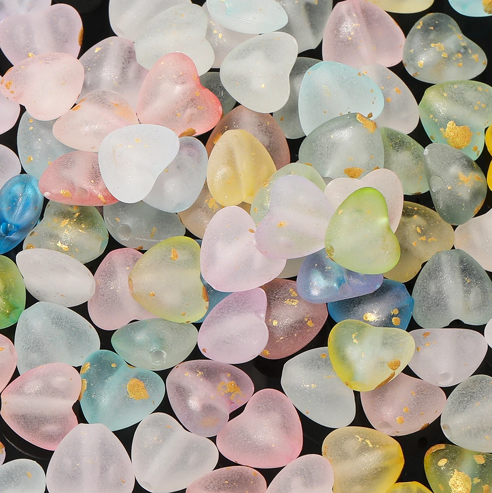 50pcs Acrylic Love Heart Beads Gradient AB Color Large Crystal Loose Spacer Beads for Necklace Bracelet Pendant Jewelry Making