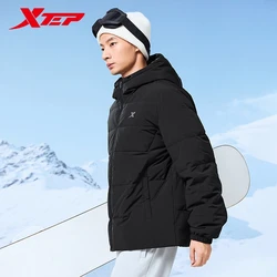 Xtep Coat White Duck Down Jacket Winter Lightweight Hooded Parkas Male  Waterproof Casual Outdoor Puffer Jacket 976429190173