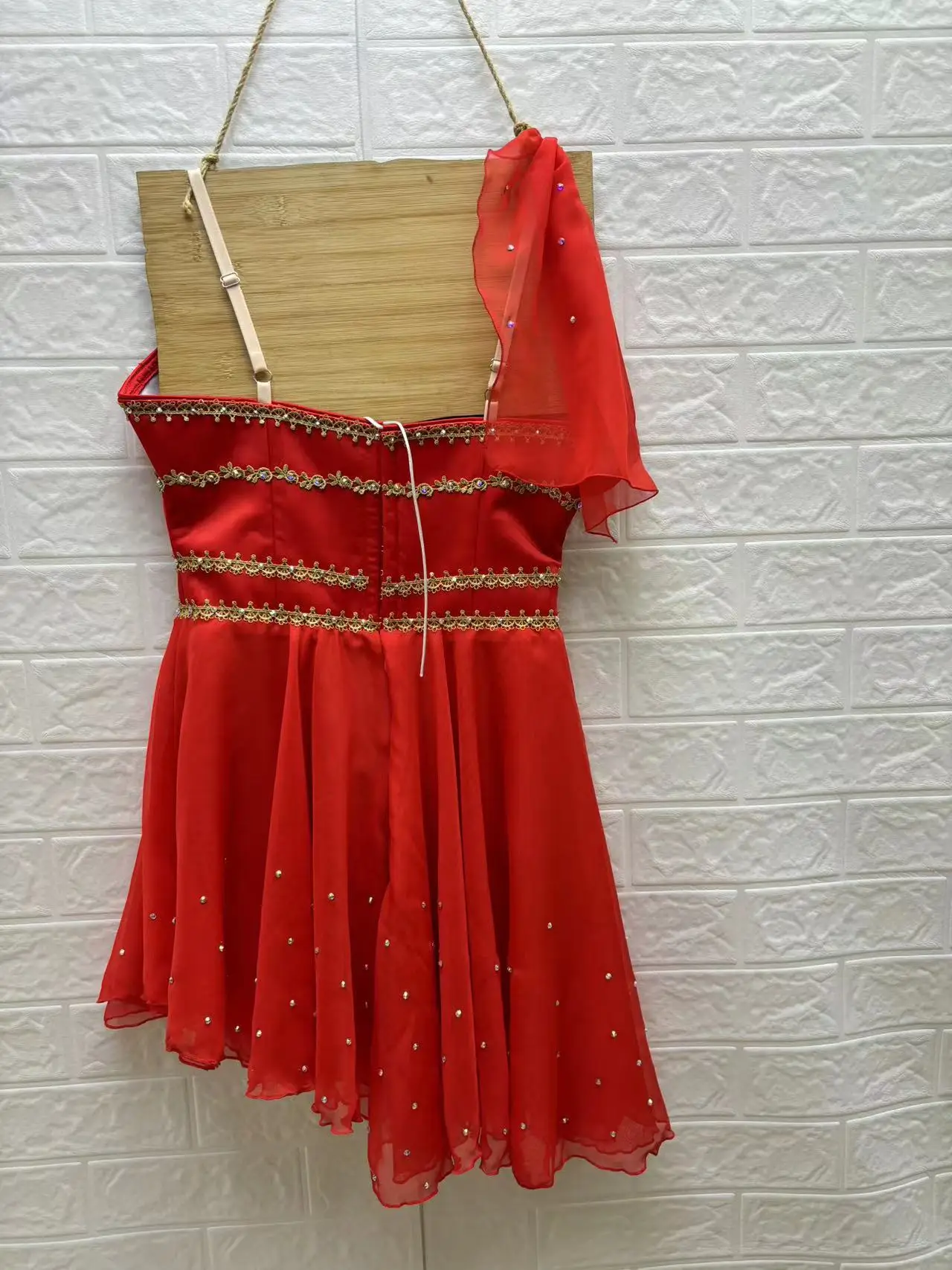 Fine Pattern Custom Size Custom Color Kids Girls Performance Wear Contemporary Red Lyrical Ballet Dress