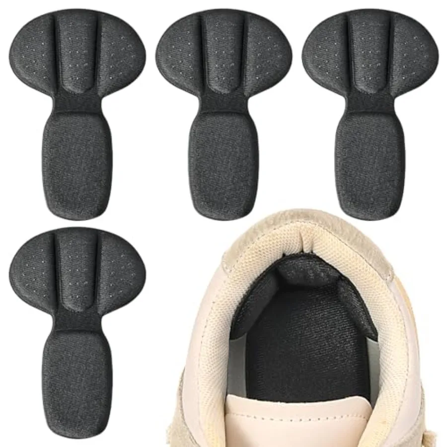 Back of Heel Cushion Pads, 4Pcs Mesh Adhesive Heel Grips Inserts for Boots, Loose Shoes Too Big, Reusable Heel Guards Liners fo