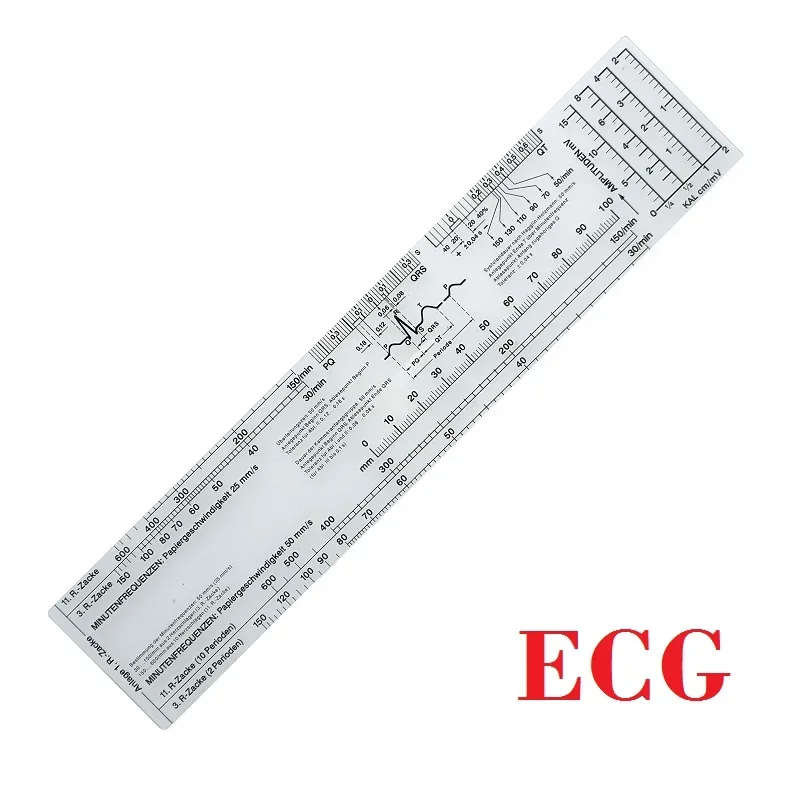 Electrocardiogram ECG Ruler Cardiogram Transparent Soft Heart Rate Ruler Aggregate Analysis Measuring Tool for Nursing 24*5cm