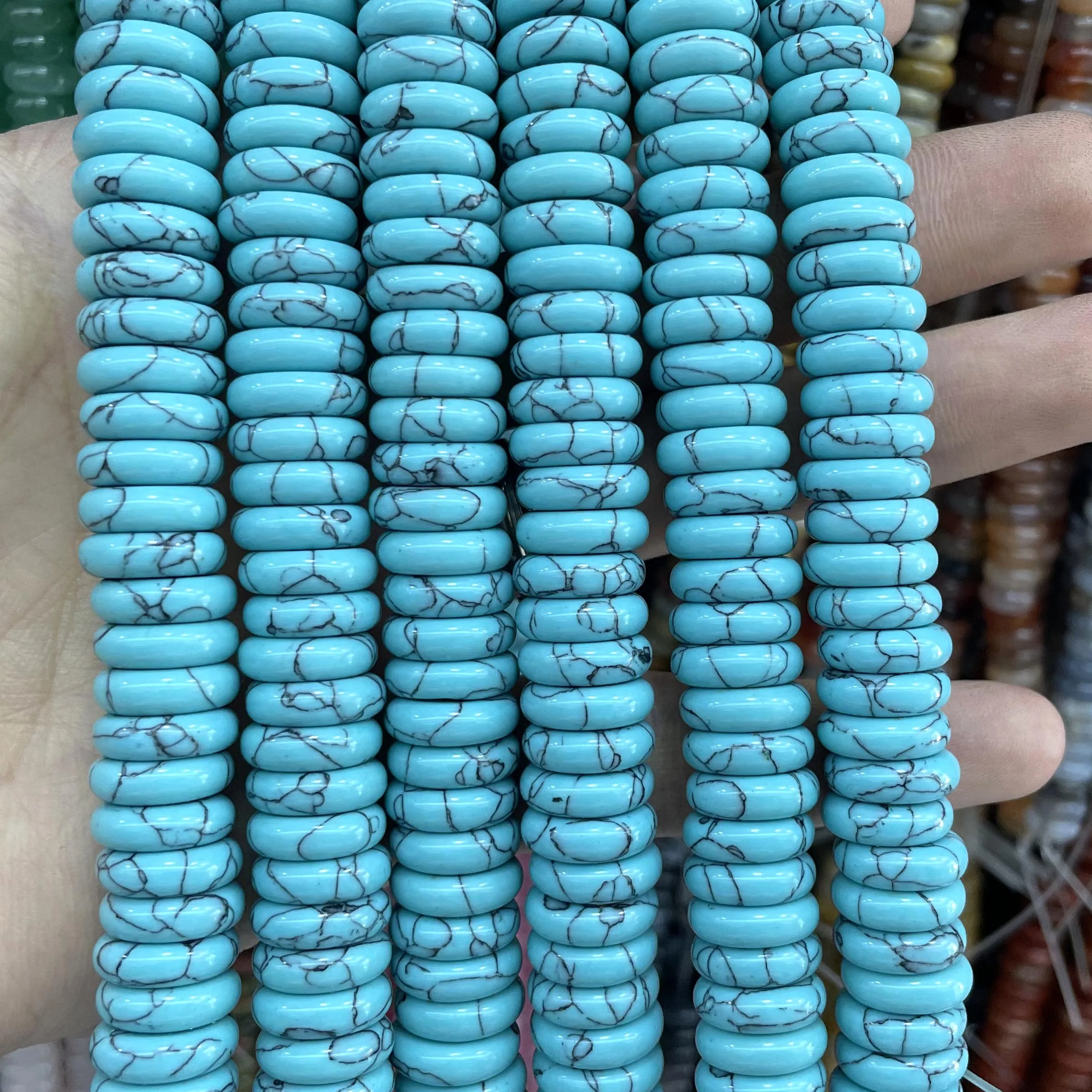 4X12MM Naturstein Rondelle 7 Chakra Quarz Jaspis Achate Flache Runde Spacer Perlen Für Schmuck Machen DIY armband Zubehör – Detail 3