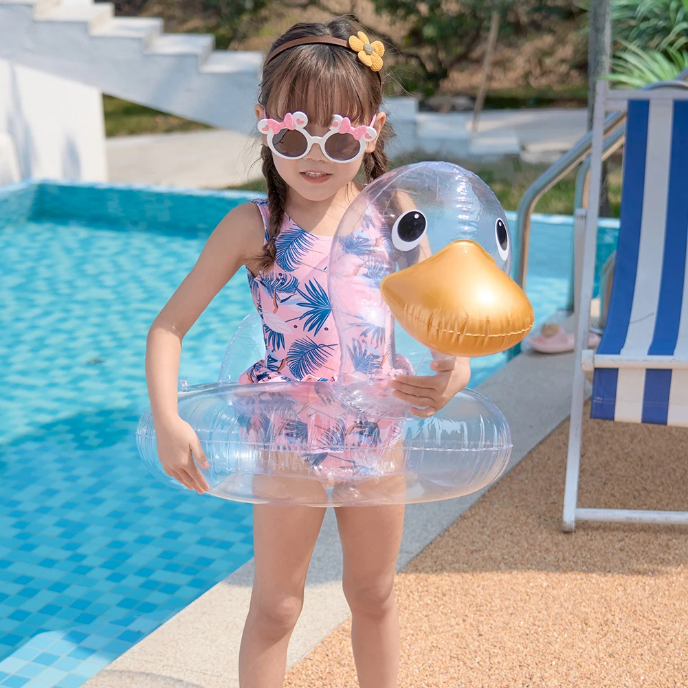 子供のための膨脹可能なダックスイミングリング,柔らかいインフレータブルフロート,フローティングシート,夏のパーティーのおもちゃ