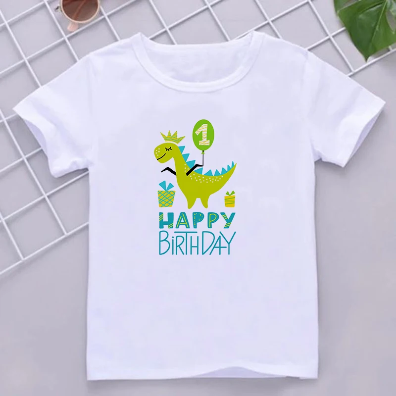 Cute Dinosaur Birthday Shirt 1-9Y Birthday T-Shirt Wild Tee Boys Party T Shirt Dino Theme Outfit Clothes Kids Gift Fashion Tops