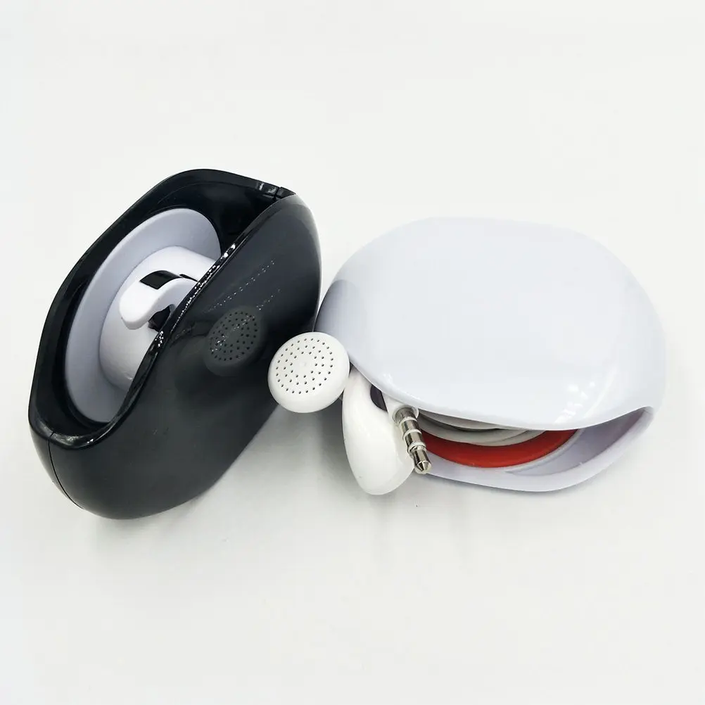 Automatic Roll Up Headphone Cable Organizer for Earphones Charging Data Cords Portable Home Travel Use White