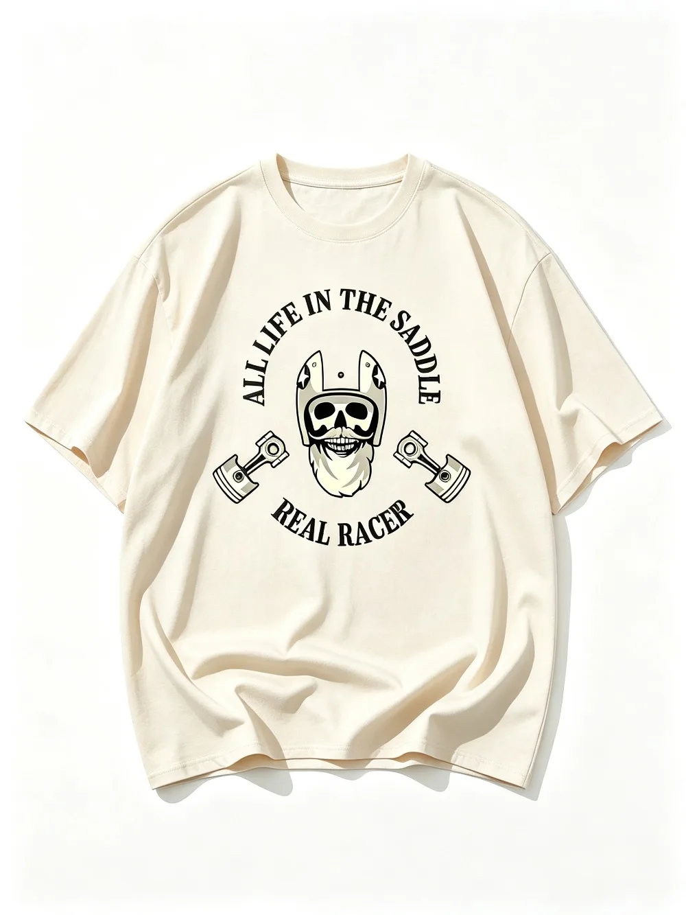 2026 New Men Short Sleeve T‑Shirt Skull‑Motorcycle 