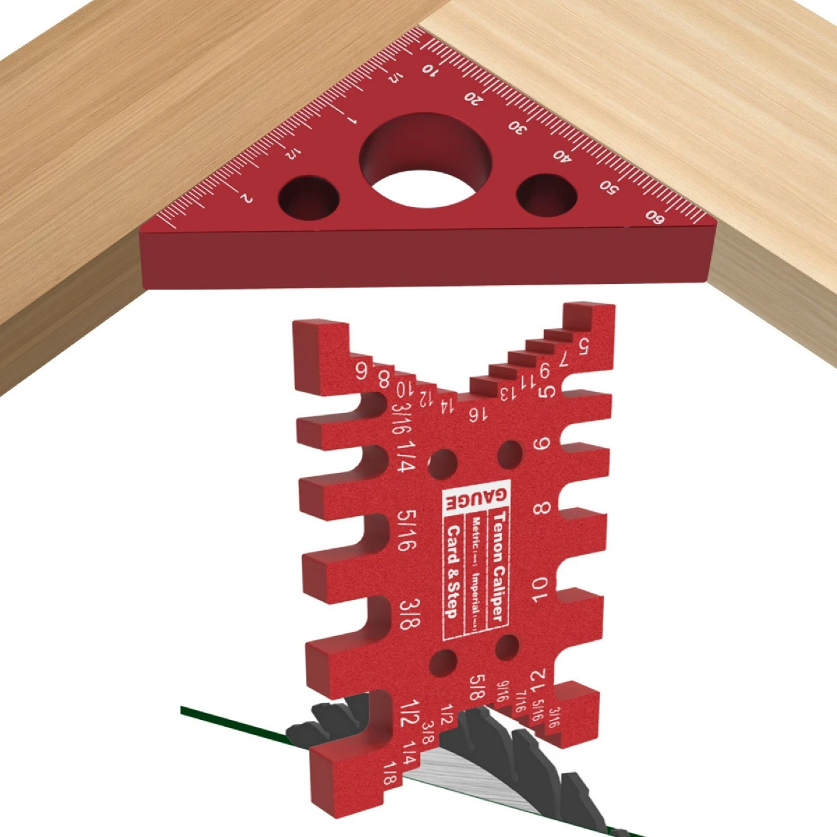 Aluminum Dovetail Jig and Triangle Ruler Kit, 2Pc Router/Saw Table Precision Depth Gauge and Tenon Gaps Gauge for Woodworking