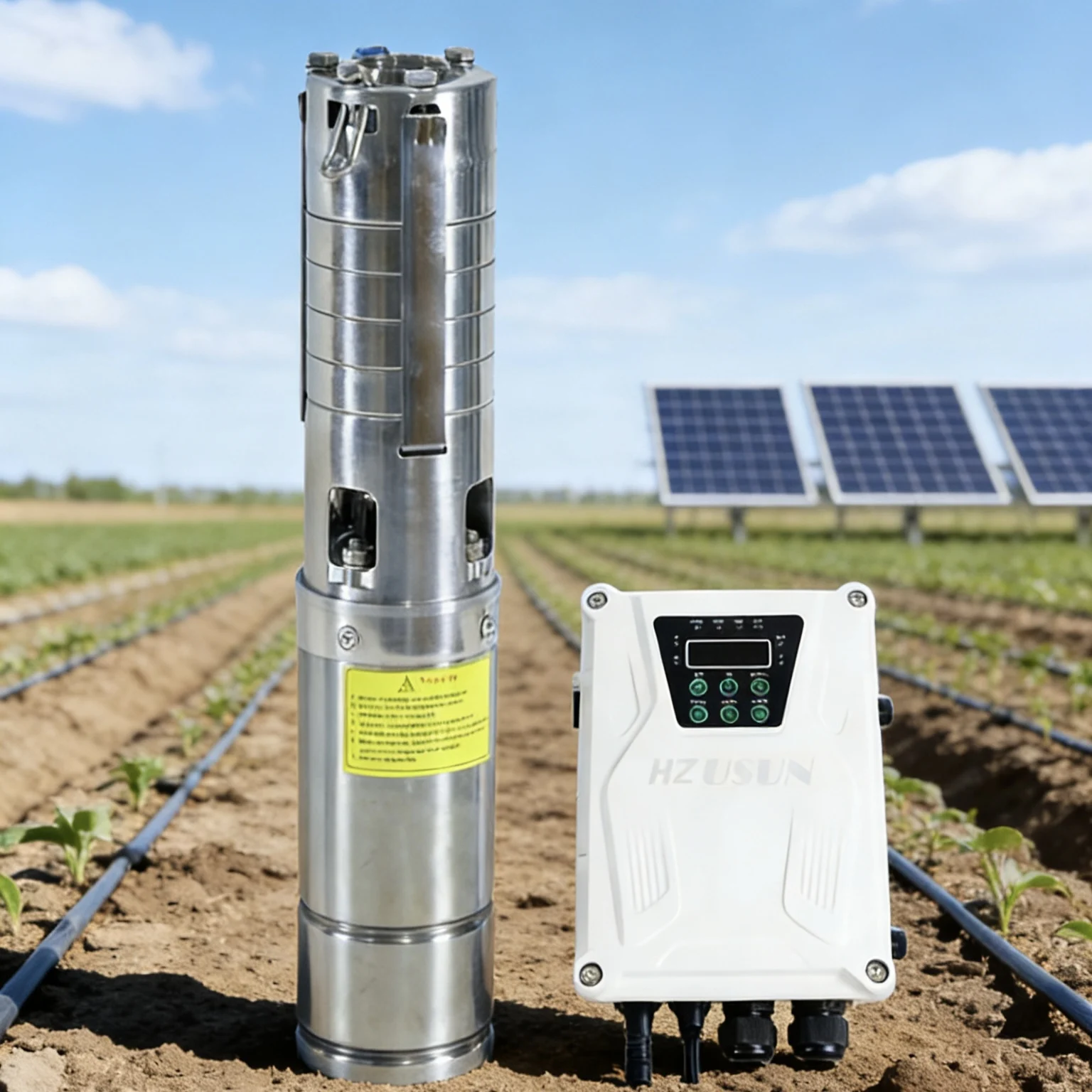 4'' 1.5HP Solar Cell Operated Submersible Borehole Water Transfer Pump 2'' Pipe Off Grid Agriculture Spray Well Irrigation Pump