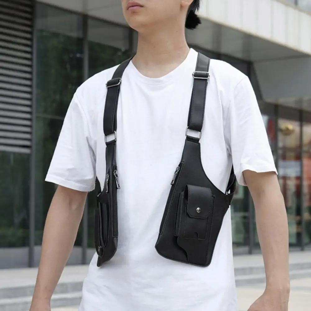 

Тактическая нагрудная сумка-жилет из искусственной кожи, регулируемая, для уличного стиля, на плечо, кроссбоди, для мужчин L0T1