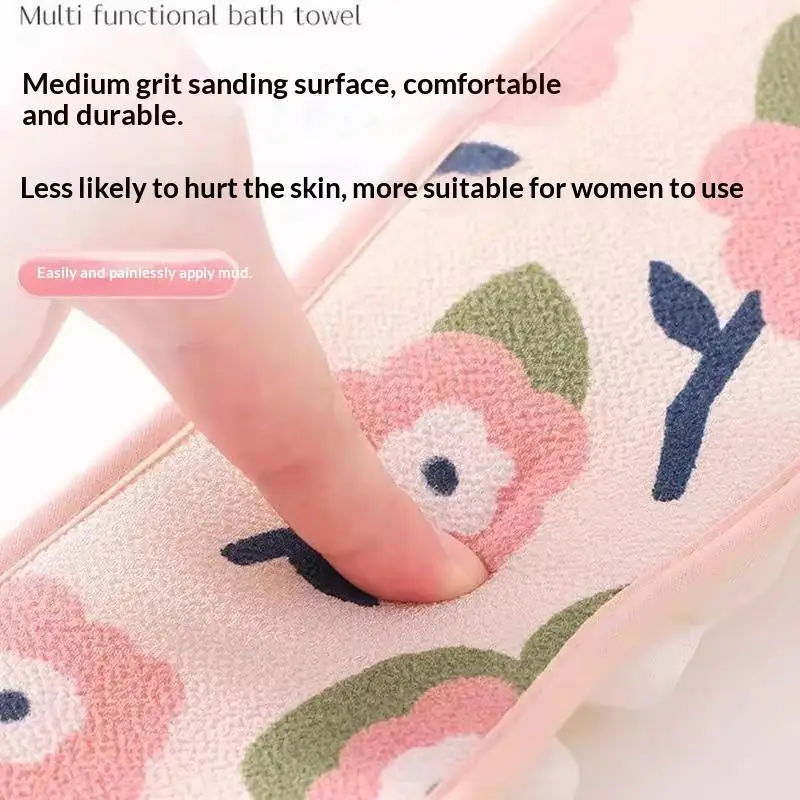 2In1 Dual Purpose Bath Back Scrubber Strap Exfoliating Body Scrub Towel Bubble Shower Sponge For Household Bathroom Bath Use