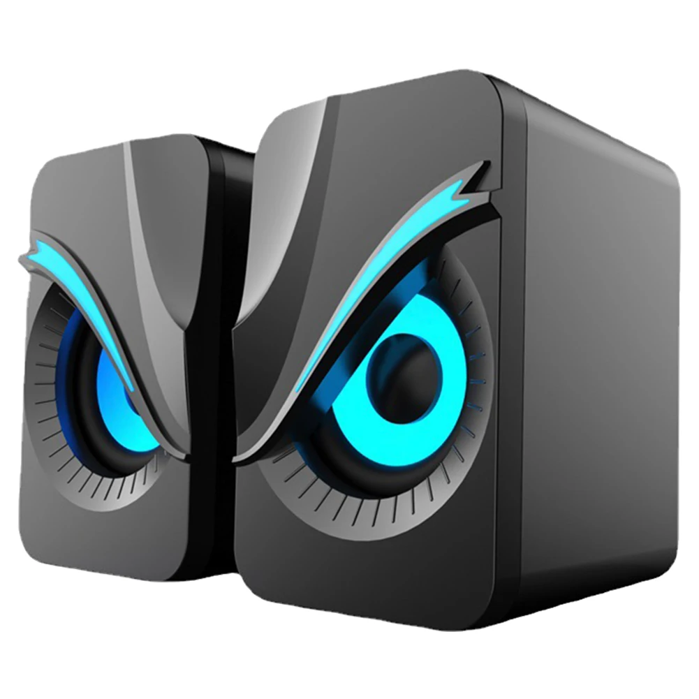 Computer Speakers with RGB Lights Mini Desktop Speaker Wired Volume Control Subwoofer Speaker for PC Computer Laptop