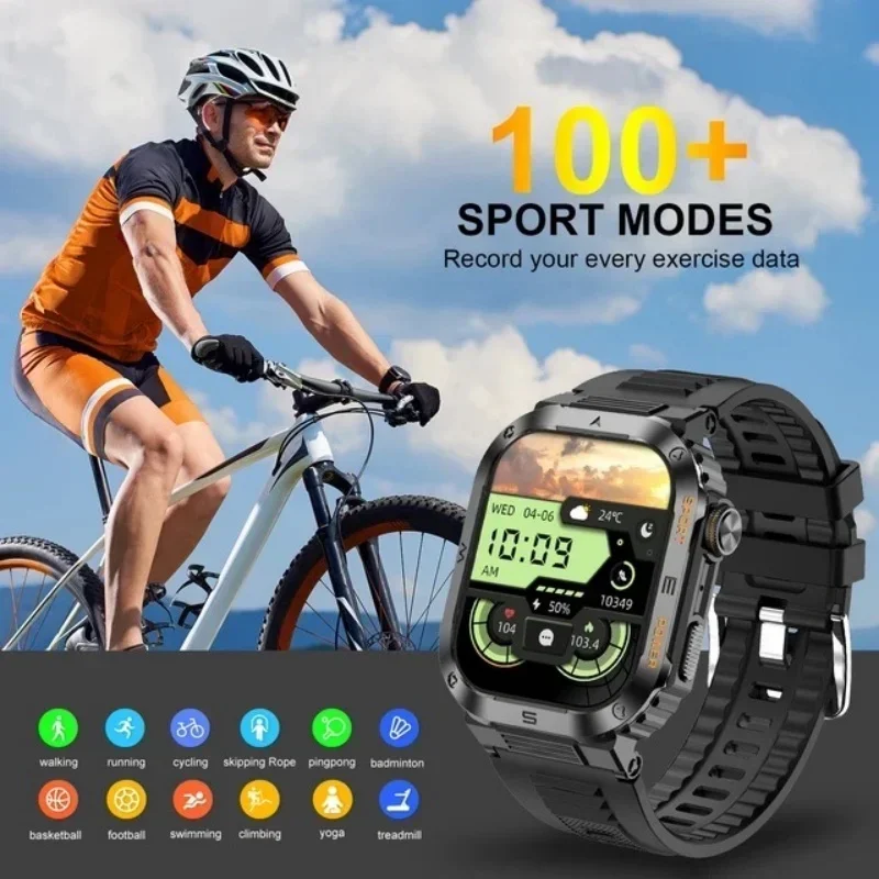 Men's Bluetooth Parancskihirdetés  military-grade smartwatch GPS Mozgás pályán IP68 Vízhatlan esőköpény 400mah Messzemenő Üteg számára android Almafa