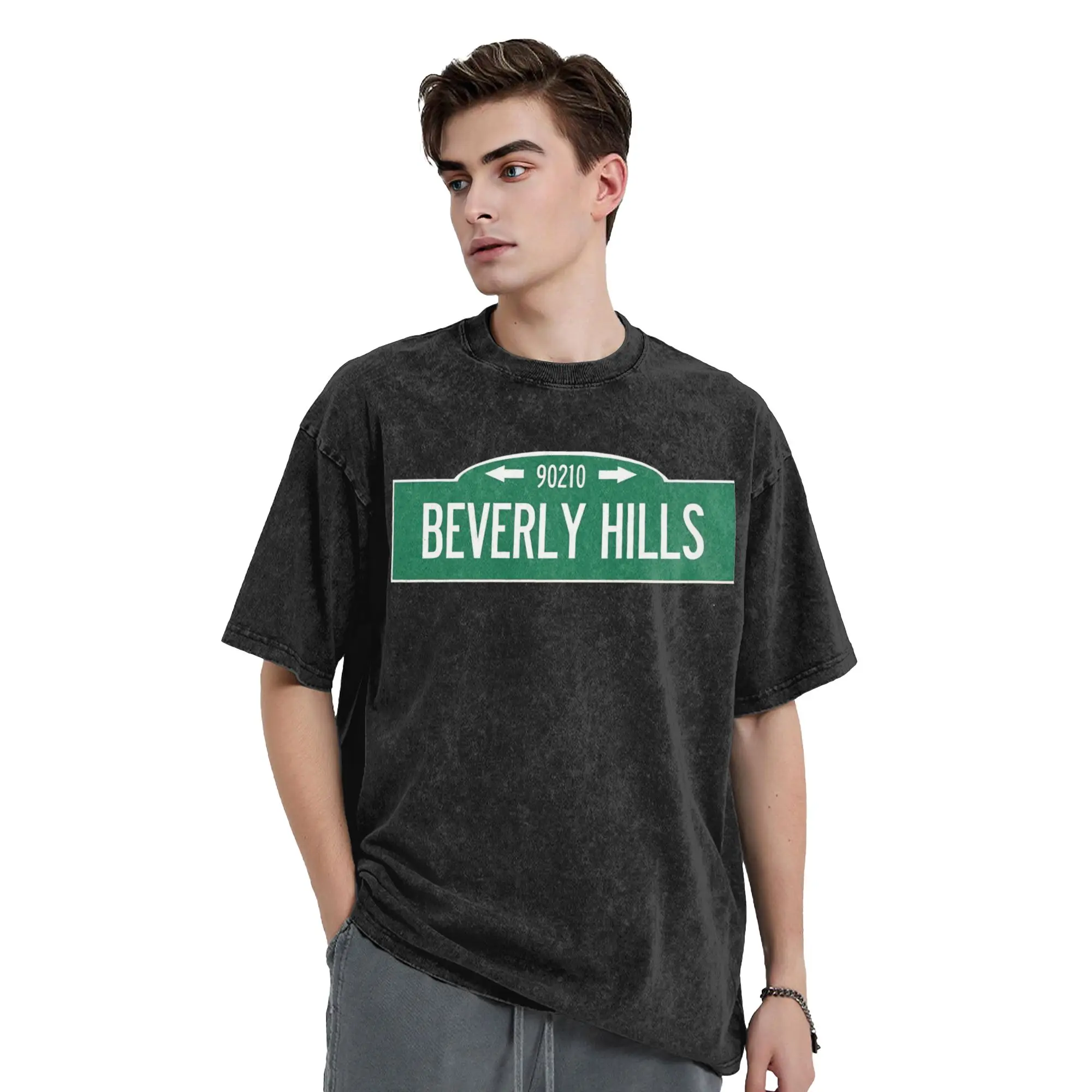 Beverly Hills, California T Shirts Men's  100% Cotton Vintage T-Shirt Round Neck  Tees Short Sleeve Clothing Original