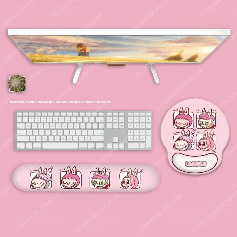 Nova venda labubu protetor de pulso mouse pad silicone teclado titular conjunto labubu periférico computador mesa almofada personalizado suporte de pulso presentes