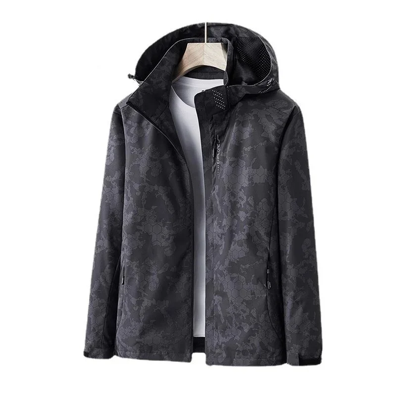 Windbreak Waterproof Women Removable Hooded Coat Hiking Jackets Men Outdoor Climbing Camping Cycling Camouflage Jacket