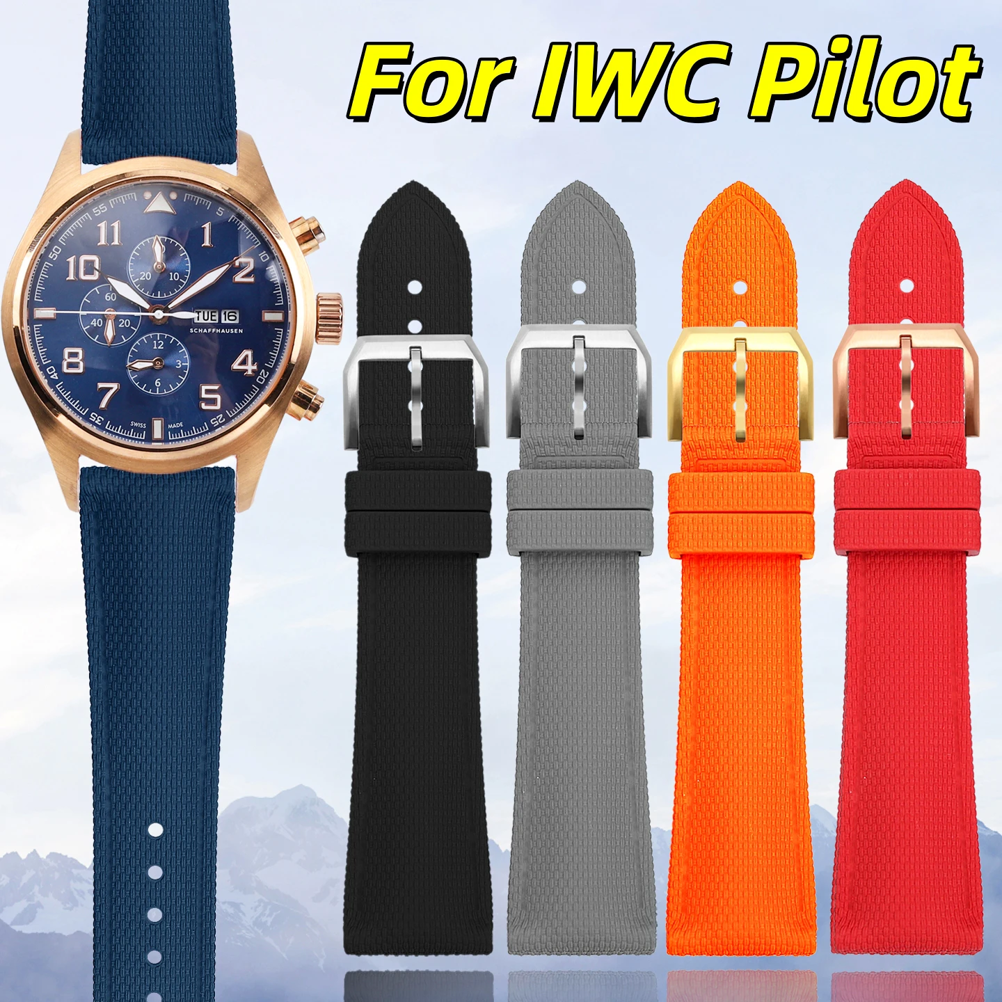 

Ремешок FKM 20 мм 21 мм 22 мм для IWC Pilot Mark XVII IW377701 IW377714, сменный ремешок из мягкой фтористой резины для часов, браслет для мужчин