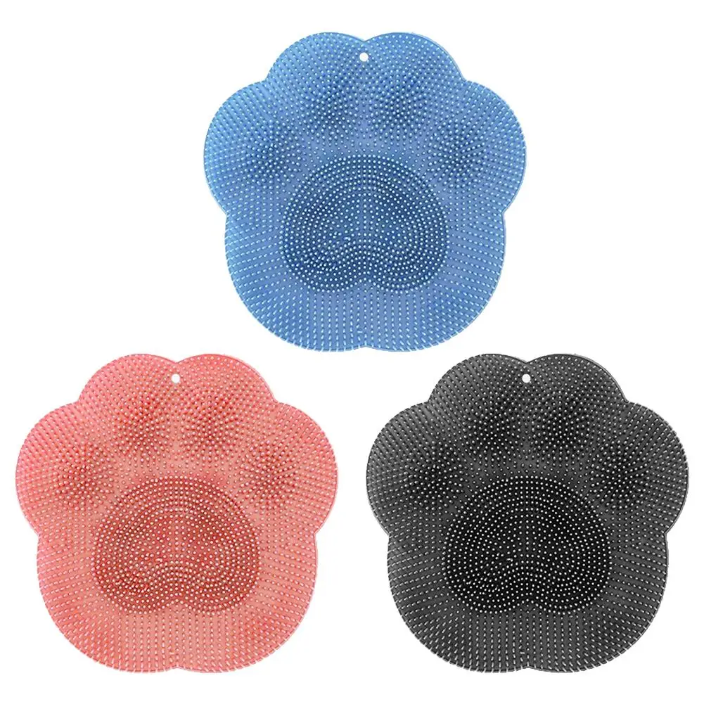 1pc Bathroom Use Silicone Non-slip Foot Basin Cleaning Pad with Suction Cup for Exfoliation Shower Foot And Back Massage Brush