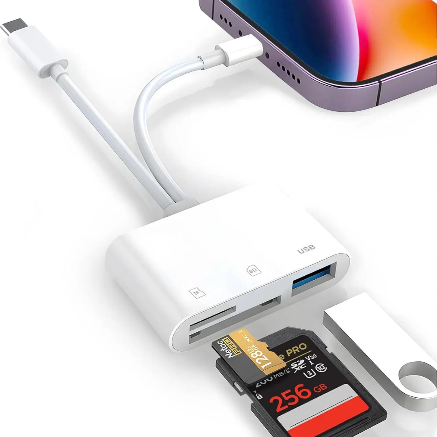 Fro 3-in-1 Type-C-adapter TF SD-geheugenkaartlezer OTG USB C USB2.0-kaartconnector voor Samsung Xiaomi Macbook USB Type C-adapter