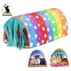 Summer Rainbow Guinea Pig Hideout Play Tube Tunnel Toys Bedding Fleece Curtain Pad Cage Accessories Pet Small Animal