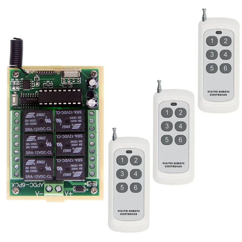 500m DC 12V 24V 6CH 6 CH Small Channel Wireless Remote Control Controller Radio Switch Transmitter Receiver 315 / 433 MHz