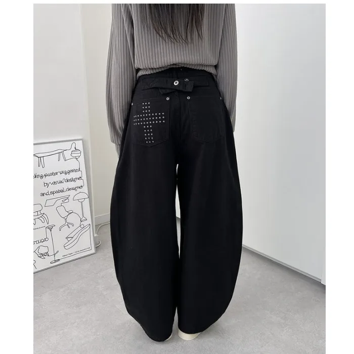 

Джинсы Dark Cross в японском стиле, легкие, свободные, широкие, осенне-зимние, из плотного денима, с высокой талией, повседневные, широкие штанины