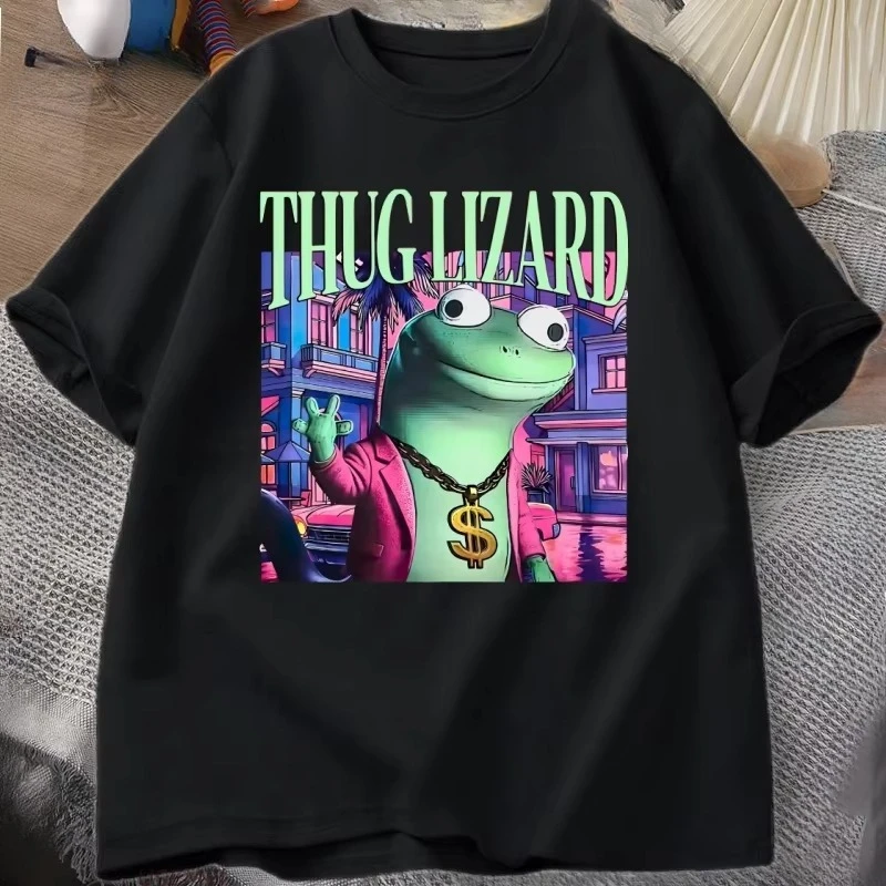 

Thug Lizard Graphic T Shirts Cotton Short Sleeve Round Neck T Shirt Soft Streetwear Clothing Men Women Round Neck Streetwear