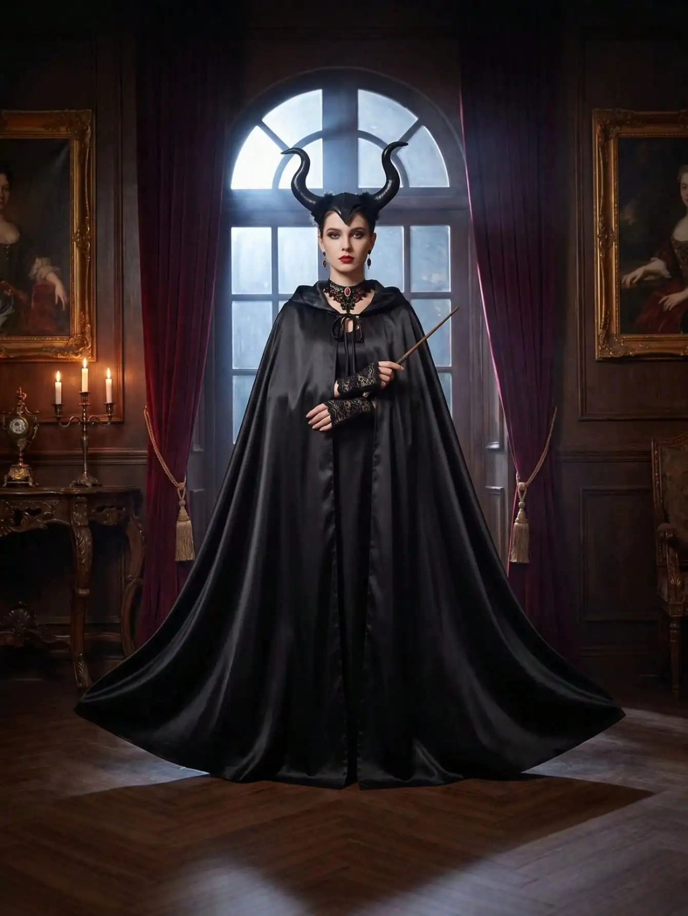 140cm Neutral Style Long Black Robe Medieval Wizard Cape Gothic Vampire Death Mask Carrot Festival Carnival Costume