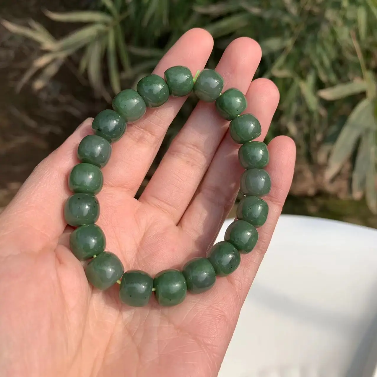 10*9MM Natural Stone hetian jade Bracelet Genuine Woman Man Gemstone Jewelry Bracelets on hand