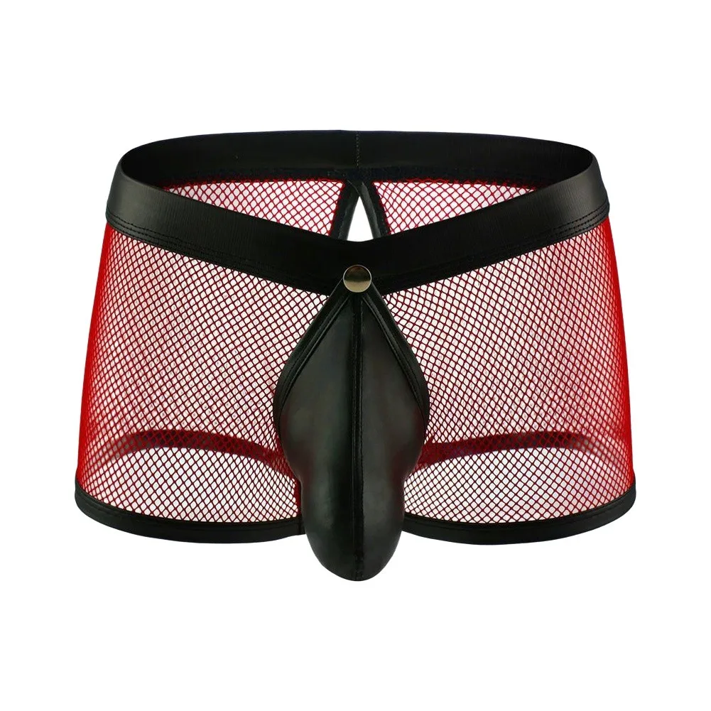 Breathable Ultra-Low Mens Panties Fashion Fishnet Man Sexy Underwear Mesh Shorts Coat Of Paint Boxers Tight Ball Pouch Lingerie
