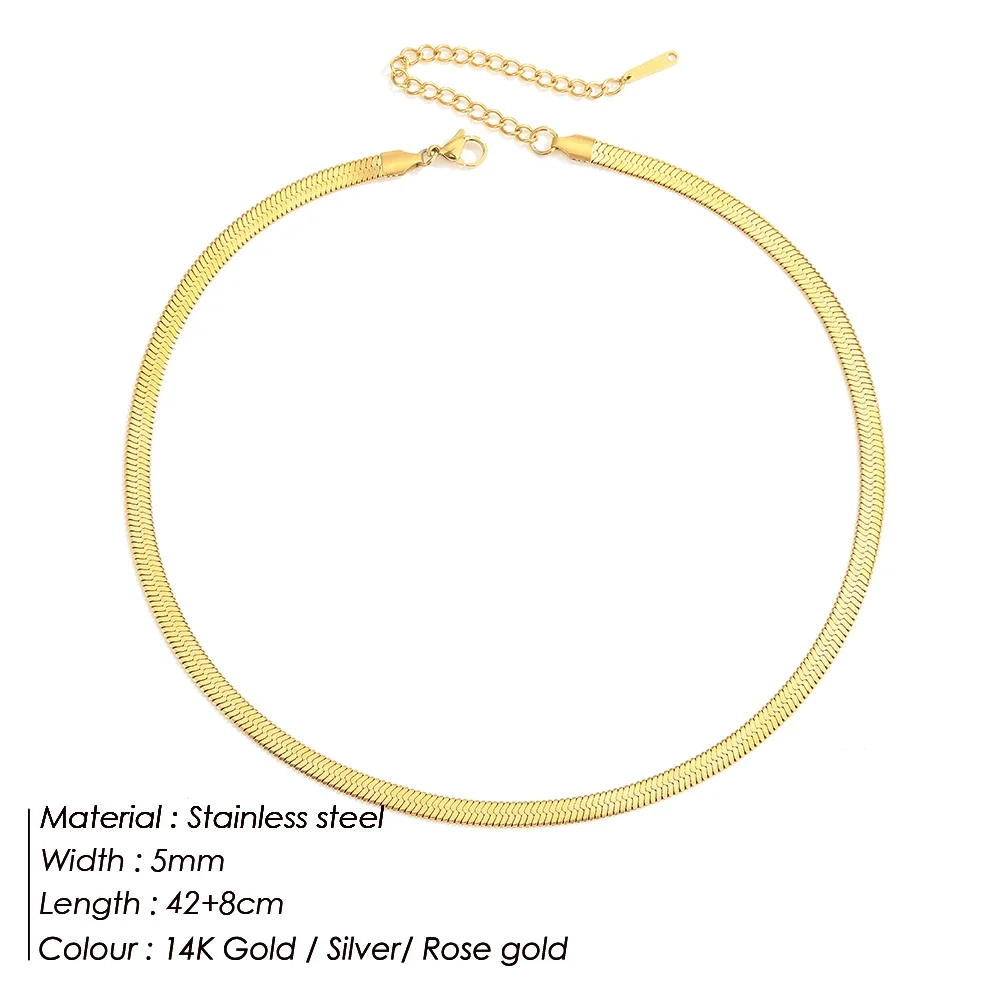 Women's Stainless Steel Golden Color Snake Chain Necklace  European and American Fashion Minimalist Style Jewelry Gift Wholesale image 6