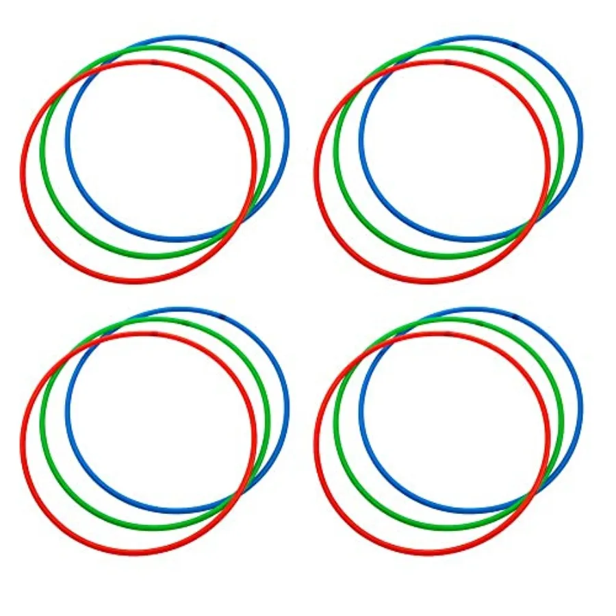 

Hula Hoops Set of 12 for Indoor Outdoor Use Lightweight Plastic in Assorted Colors High Durability and Bounce for Fun Fitness A