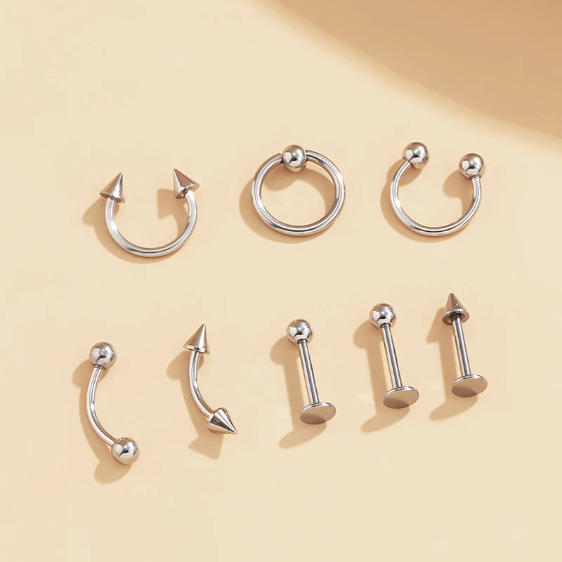 60/120/150PC Surgical Steel Body Piercing Jewelry Lot Bulk Nose Ring Tongue Bar Lot Eyebrow Labret Piercing Set Horseshoe Ring