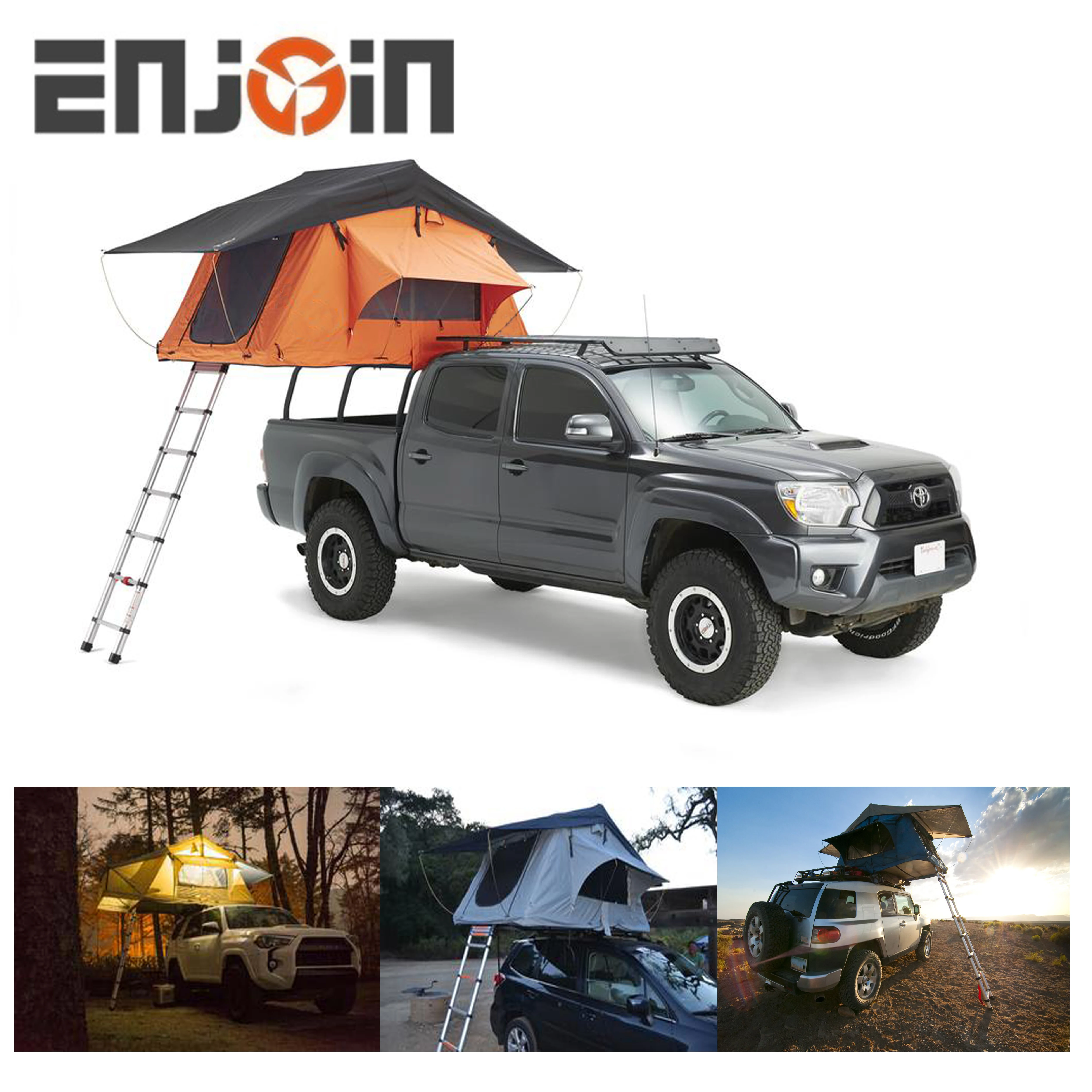 Toldo Lateral para Vehículo ENJOIN OD01-140FS, Tienda de Campaña para Techo de Remolque, Tienda para 4 Personas, Tienda Familiar para Techo de 4x4