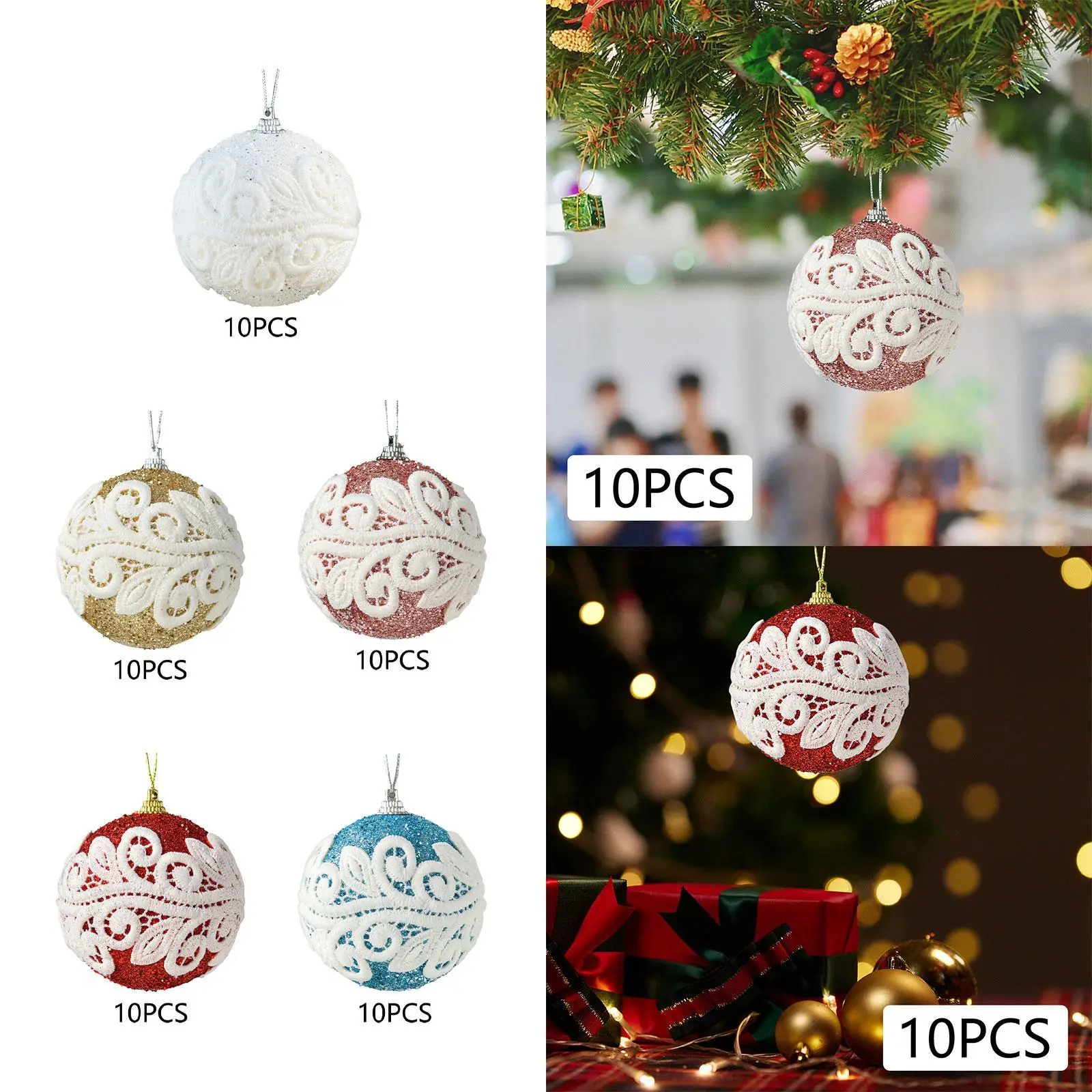 10 pezzi di palline di Natale decorazioni fai da te classico albero di Natale ornamenti appesi per festival indoor anniversario fidanzamento laurea