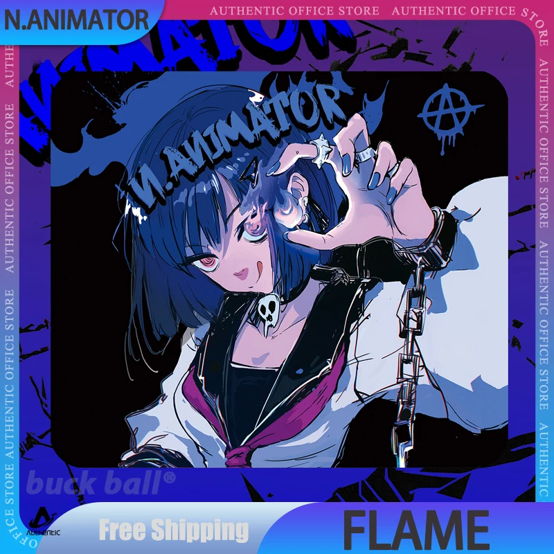 N.Animator Flame Mousepad Anime Mouse Pad 490*420*4mm Size Customized Gaming Mouse Pad Esports PC Accessories Custom Mousepad