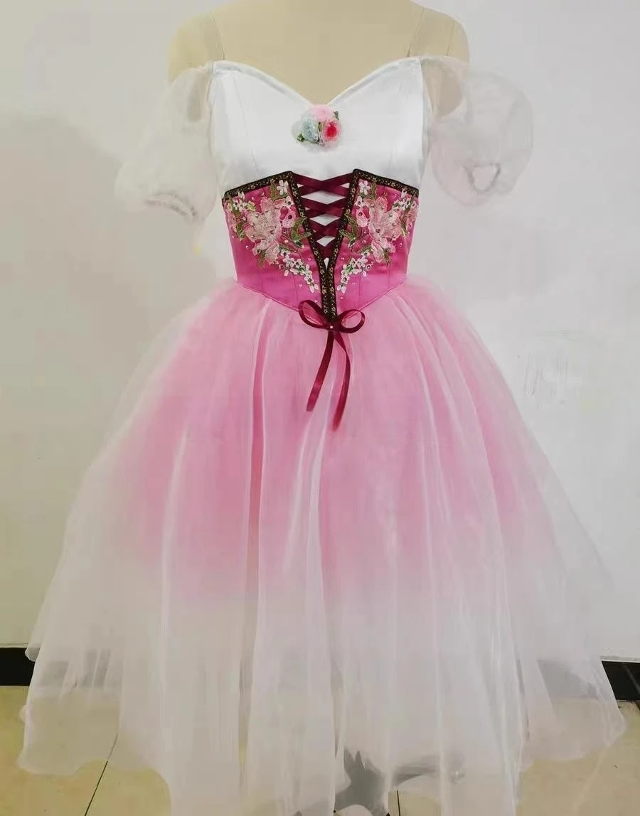 Ballet costume custom off notes daughter performance dress Peasant daughter Giselle Guberia pink tulle dress