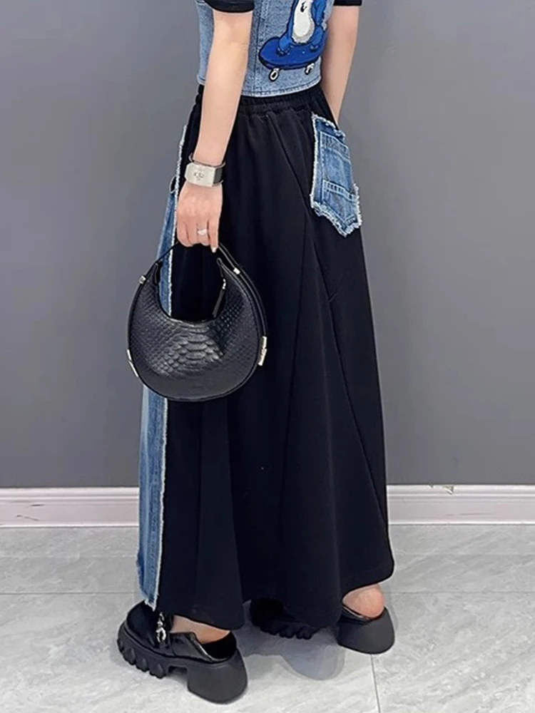 Max LuLu 2023 Autumn Fashion Streetwear Womens Fashion Luxury Loose Denim Patchwork Skirt Ladies Casual Elegant Cotton Clothes