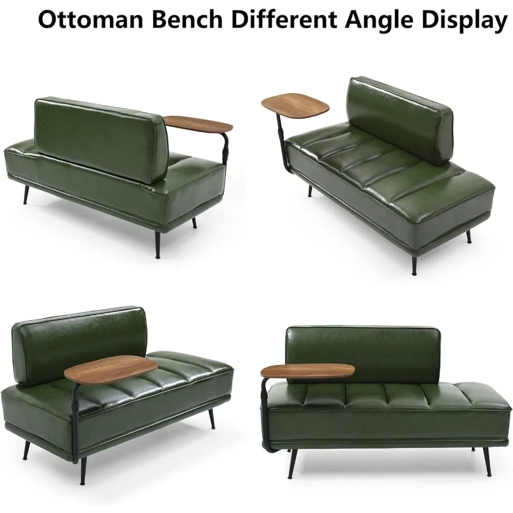 หนัง PU ห้องนอน Ottoman Bench 53.2 "ยาว Ottoman ม้านั่งสําหรับห้องนั่งเล่นปลายเตียงสี่เหลี่ยมผืนผ้าหน้าต่าง Entryway Bench