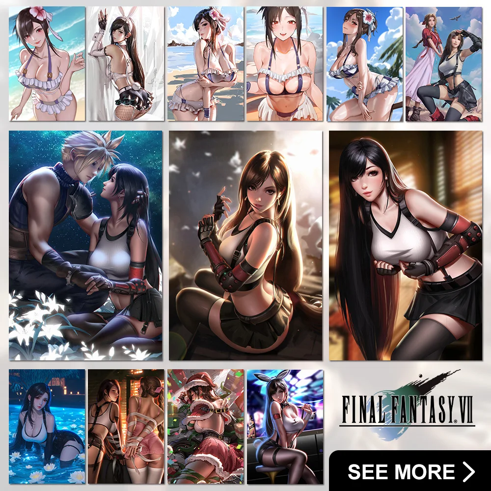 

Final Fantasy Posters Tifa Lockhart Wall Art Yuffie Kisaragi Canvas Pictures Aerith Gainsborough Home Decor Painting Wallpaper